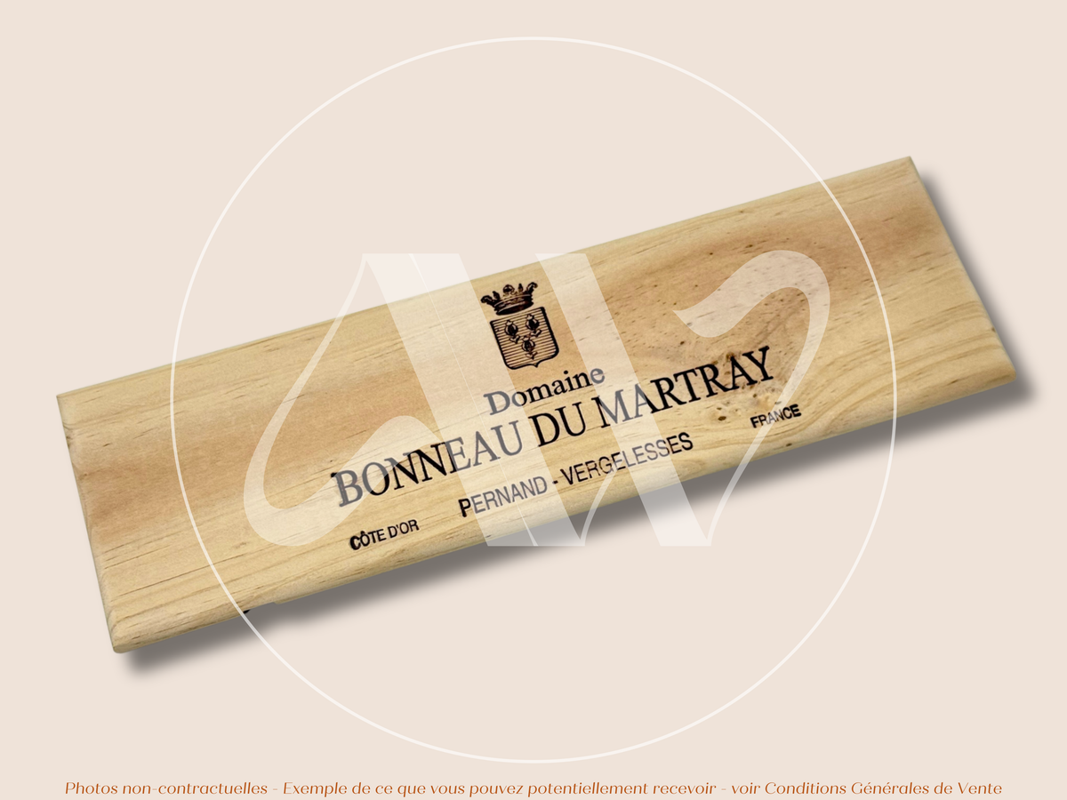 Estampe / Façade d'une caisse de vin en bois du Domaine Bonneau du Martray - Bourgogne | Format 6 bouteilles = 30x9 cm