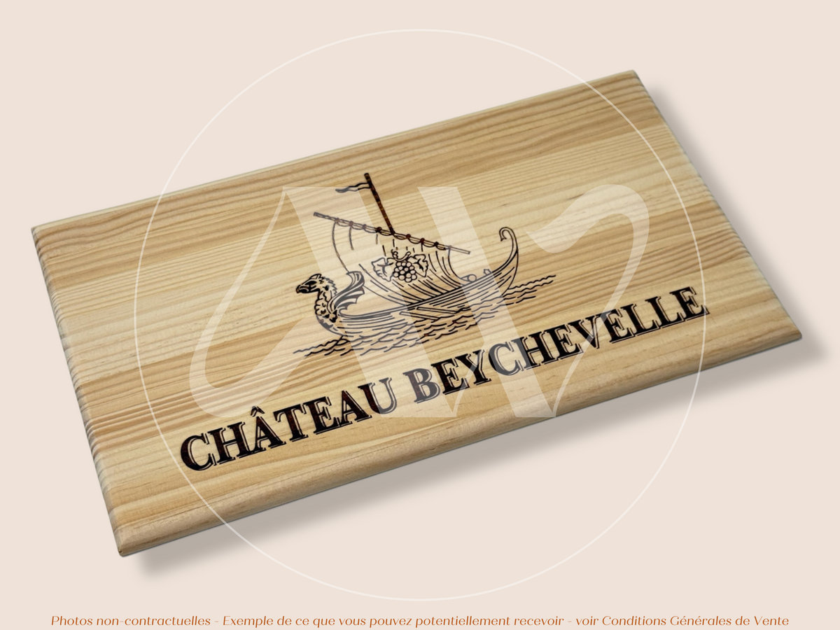 Façade Estampe bois – Château Beychevelle – Saint-Julien (Bordeaux) – Format 30x17 cm – (Icône du Médoc – RARE)