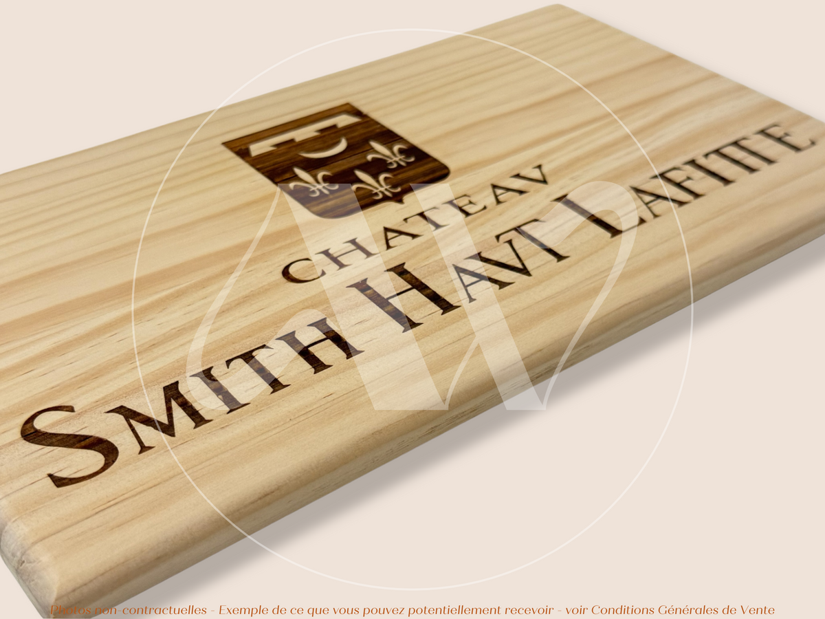Estampe / Façade d'une caisse de vin en bois du Chateau Smith Haut Lafitte - Bordeaux | Format 6 ou 12 bouteilles = 30x17