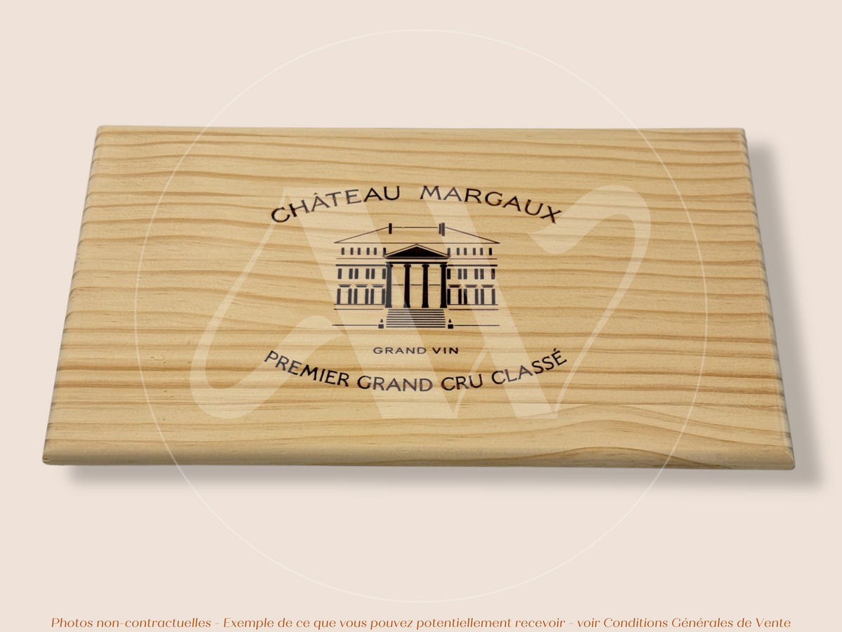 Estampe / Façade d'une caisse de vin en bois du Chateau Margaux - Bordeaux | Format 6 ou 12 bouteilles = 30x17