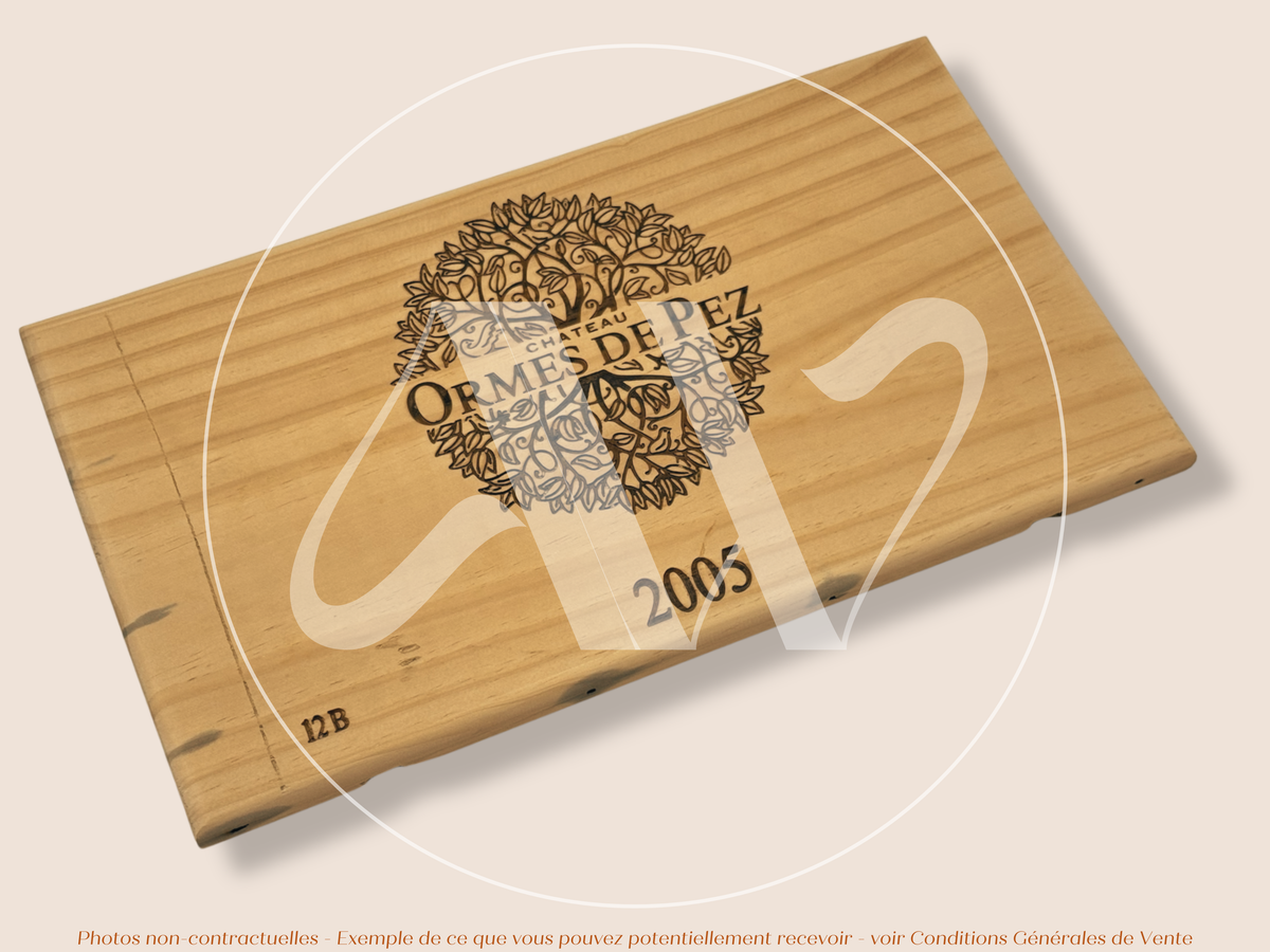 Estampe de caisse de vin – Château Ormes de Pez 2005 – Saint-Estèphe – 30 × 17 cm