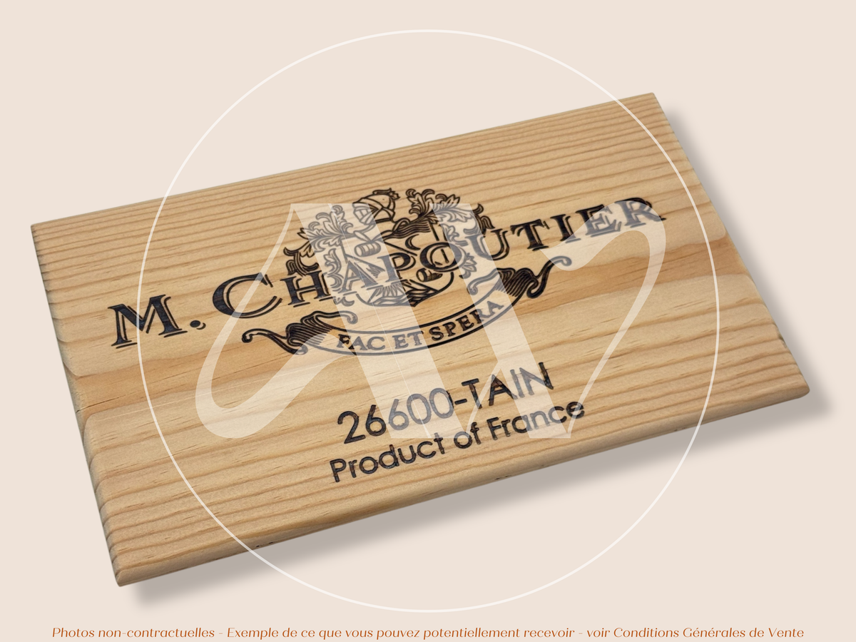 Estampe de caisse de vin – M. Chapoutier – Tain-l’Hermitage, Vallée du Rhône – 30 × 17 cm