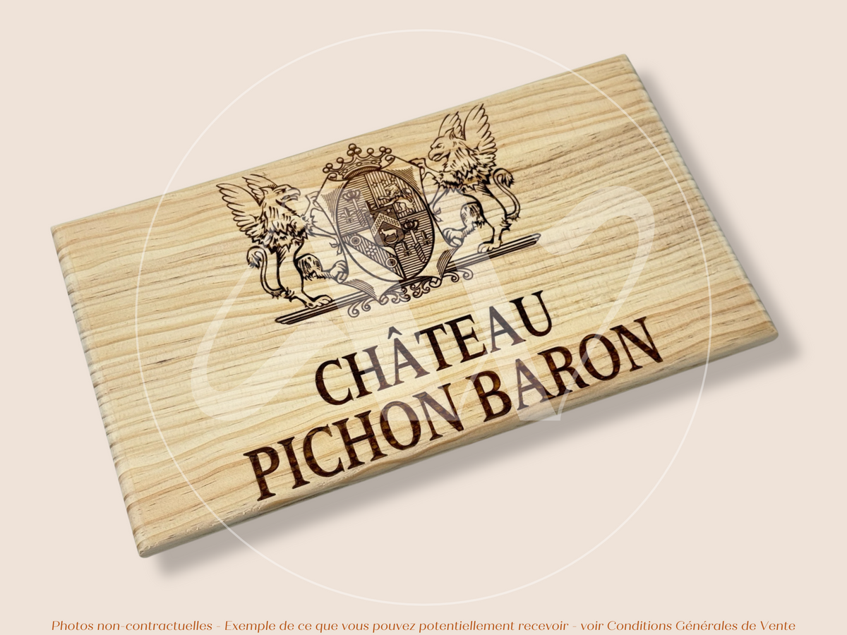 Façade Estampe bois – Château Pichon Baron – Pauillac (Bordeaux) – Format 30x17 cm – (Icône du Médoc)