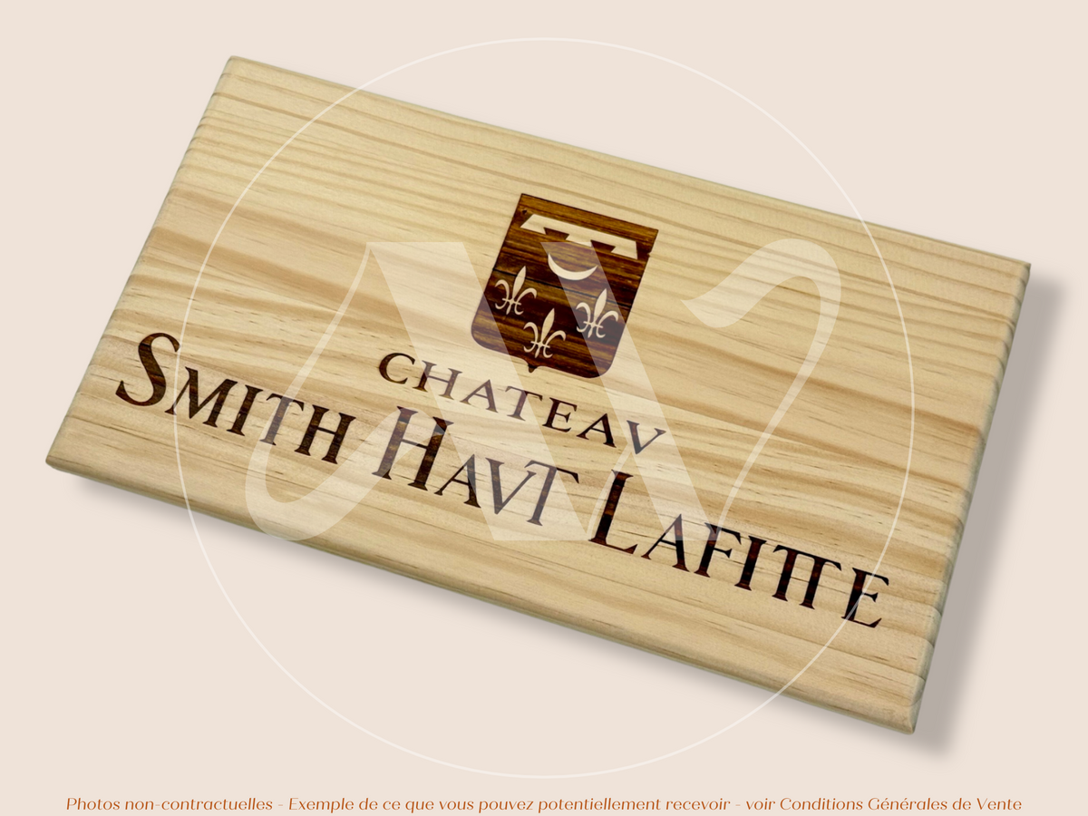 Estampe / Façade d'une caisse de vin en bois du Chateau Smith Haut Lafitte - Bordeaux | Format 6 ou 12 bouteilles = 30x17