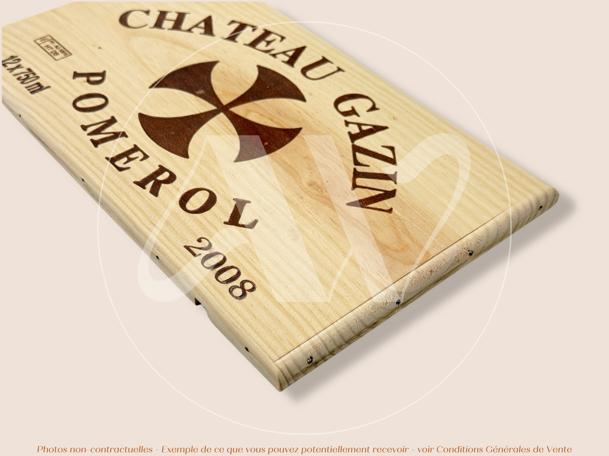 Façade Estampe bois – Château Gazin – Pomerol (Bordeaux) – Format 30x17 cm – (Millésime 2008 – Recherché des connaisseurs)