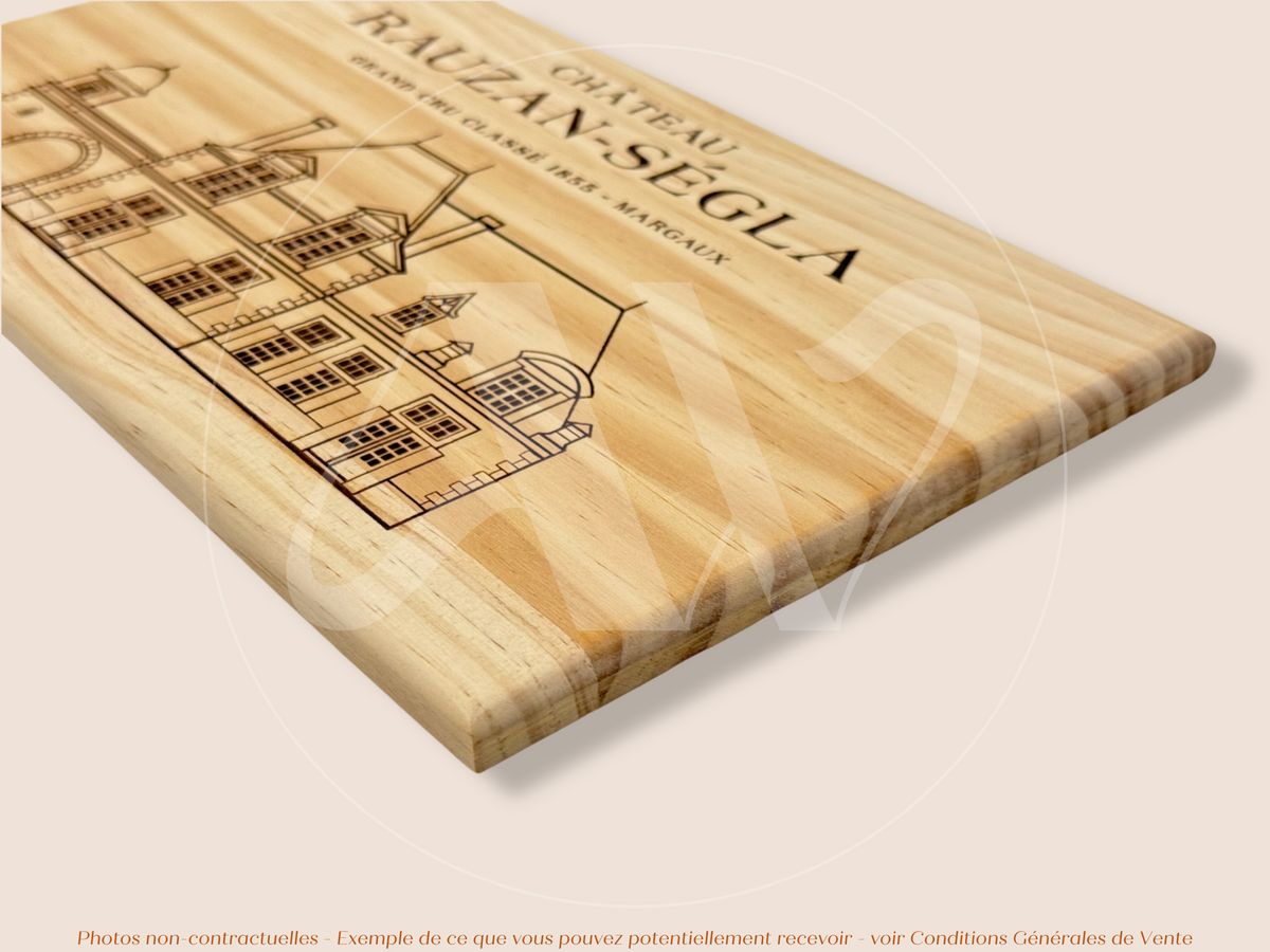 Estampe / Façade d'une caisse de vin en bois du Chateau Rauzan Segla - Margaux - Bordeaux | Format 12 bouteilles = 30x17