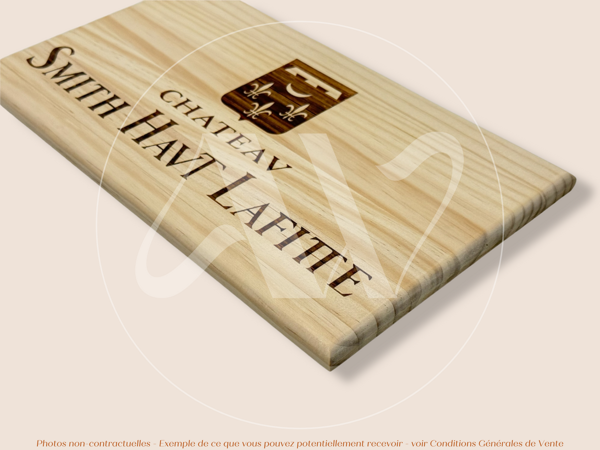 Estampe / Façade d'une caisse de vin en bois du Chateau Smith Haut Lafitte - Bordeaux | Format 6 ou 12 bouteilles = 30x17