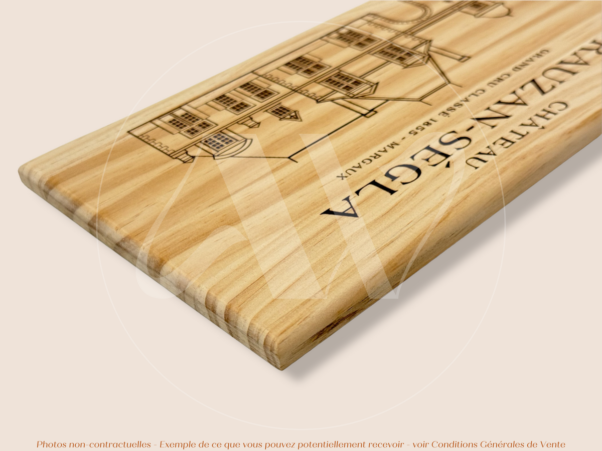 Estampe / Façade d'une caisse de vin en bois du Chateau Rauzan Segla - Margaux - Bordeaux | Format 12 bouteilles = 30x17